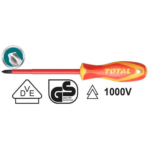 TOTAL DESTORNILLADOR AISLADO 1000 V PHILLIPS 1 X 80 MM